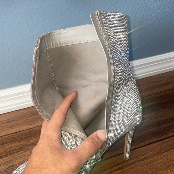 Crystal embellished heels boots diamond crystal bling embellished ankle booties - Picture 5 of 13